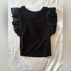 Zara Black Ruffle Sleeve Tank Top